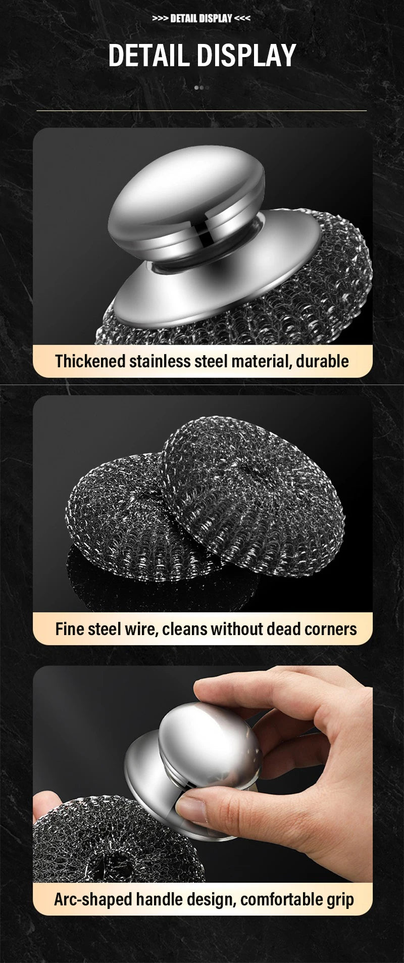 Stainless Steel Pot Brush Handle Metal Ball Dishwashing