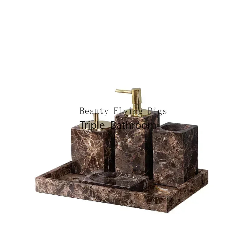 Emperador Dark Natural Marble Bathroom Brown Luxury Toothbrush