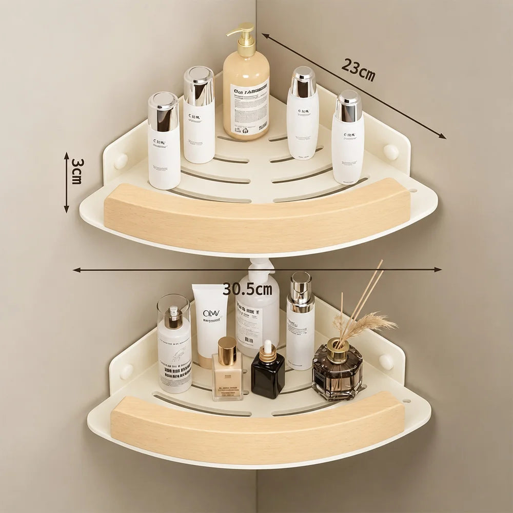 White Walnut Wood Bathroom Hardware Towel Rack Organizer