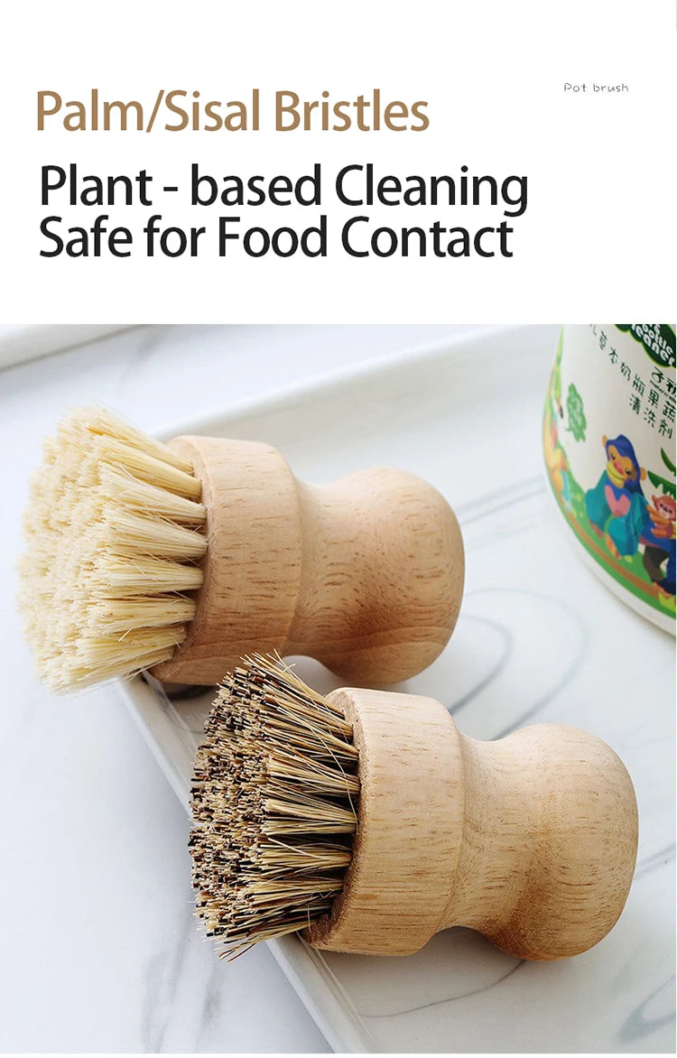 Eco-Friendly Durable Cleaning Brush Wooden Dish Brush Natural