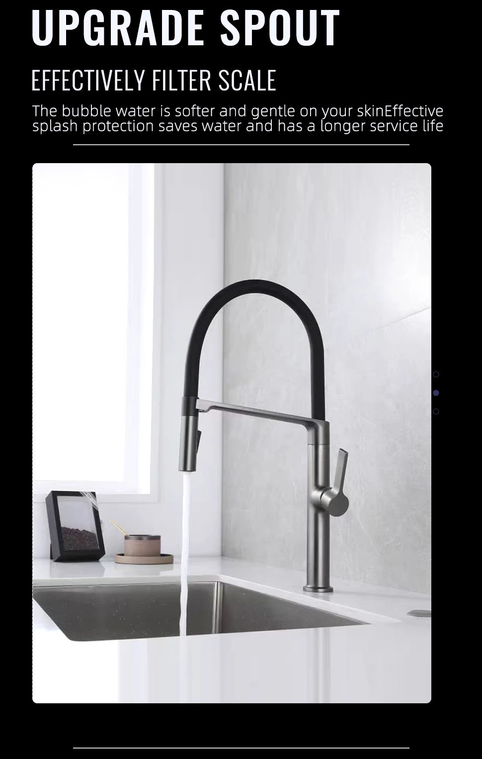 Black Faucet Pull Down Sprayer Rubber Mixer Deck
