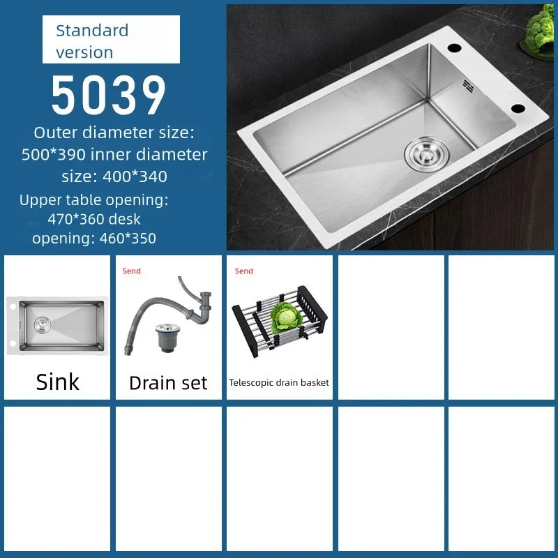 Stainless Steel Sink Narrow Long Model Side Hole