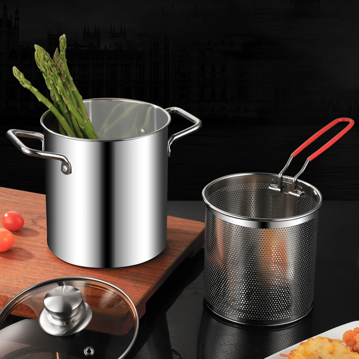 Deep Frying Pot Stainless Steel Fryer Pan Fry