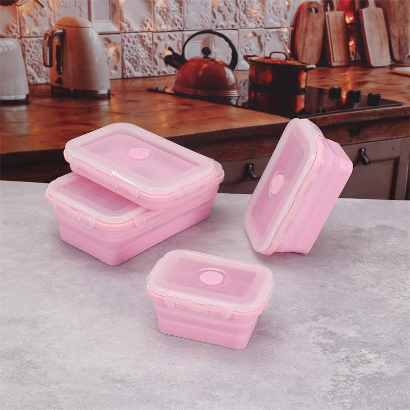 Size Choose Silicone Rectangle Lunch Box Collapsible Bento