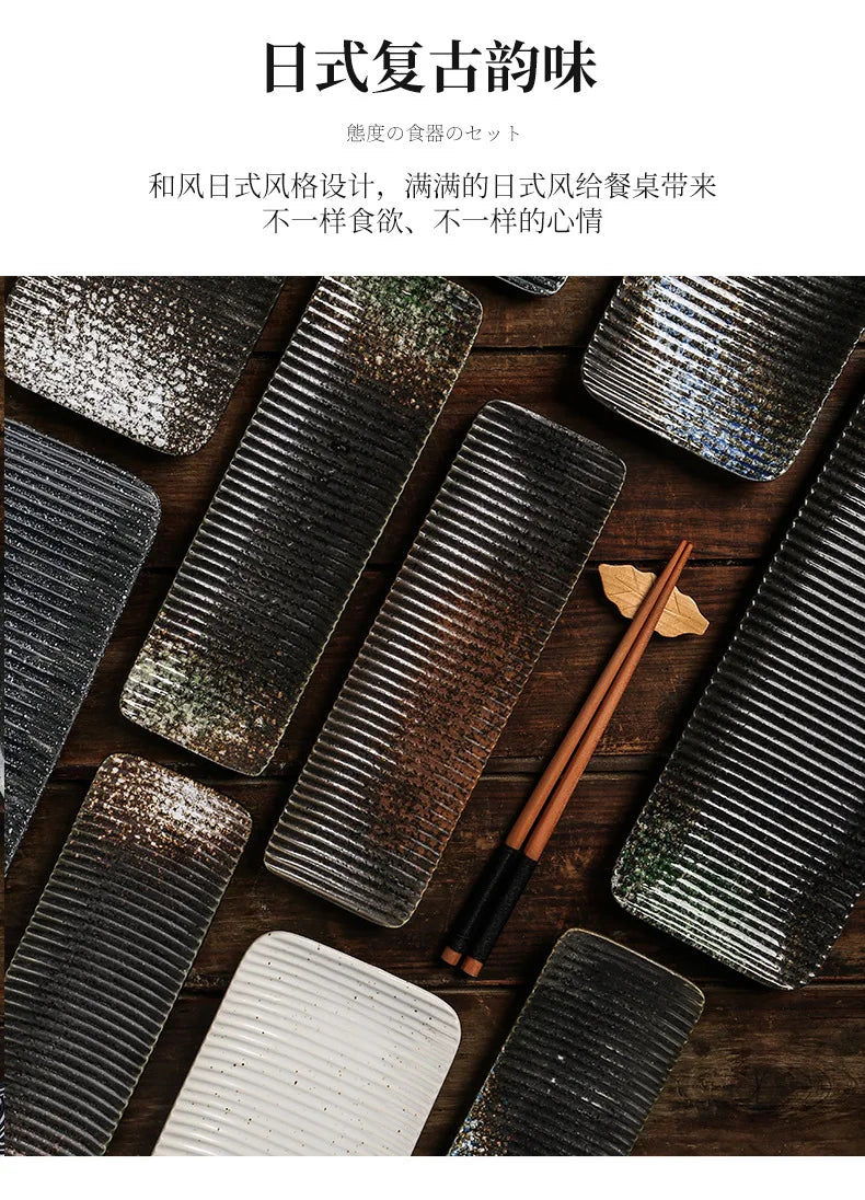 Japanese-Style Rectangular Plate Creative Ceramic Dish Sushi