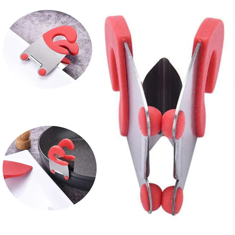 Anti-Scald Silicone Grip Pot Clip Holder Spoon Stainless