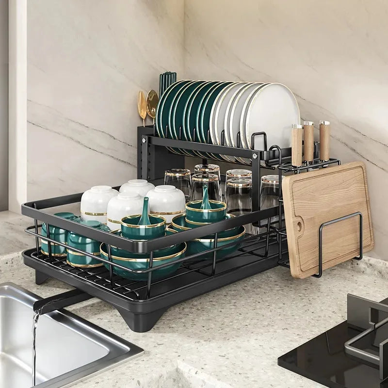 2-Tier Stainless Steel Dish Drying Rack Drainboard Rustproof