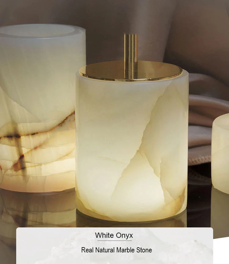 White Onyx Natural Marble Bathroom Luxury Soap Dispenser
