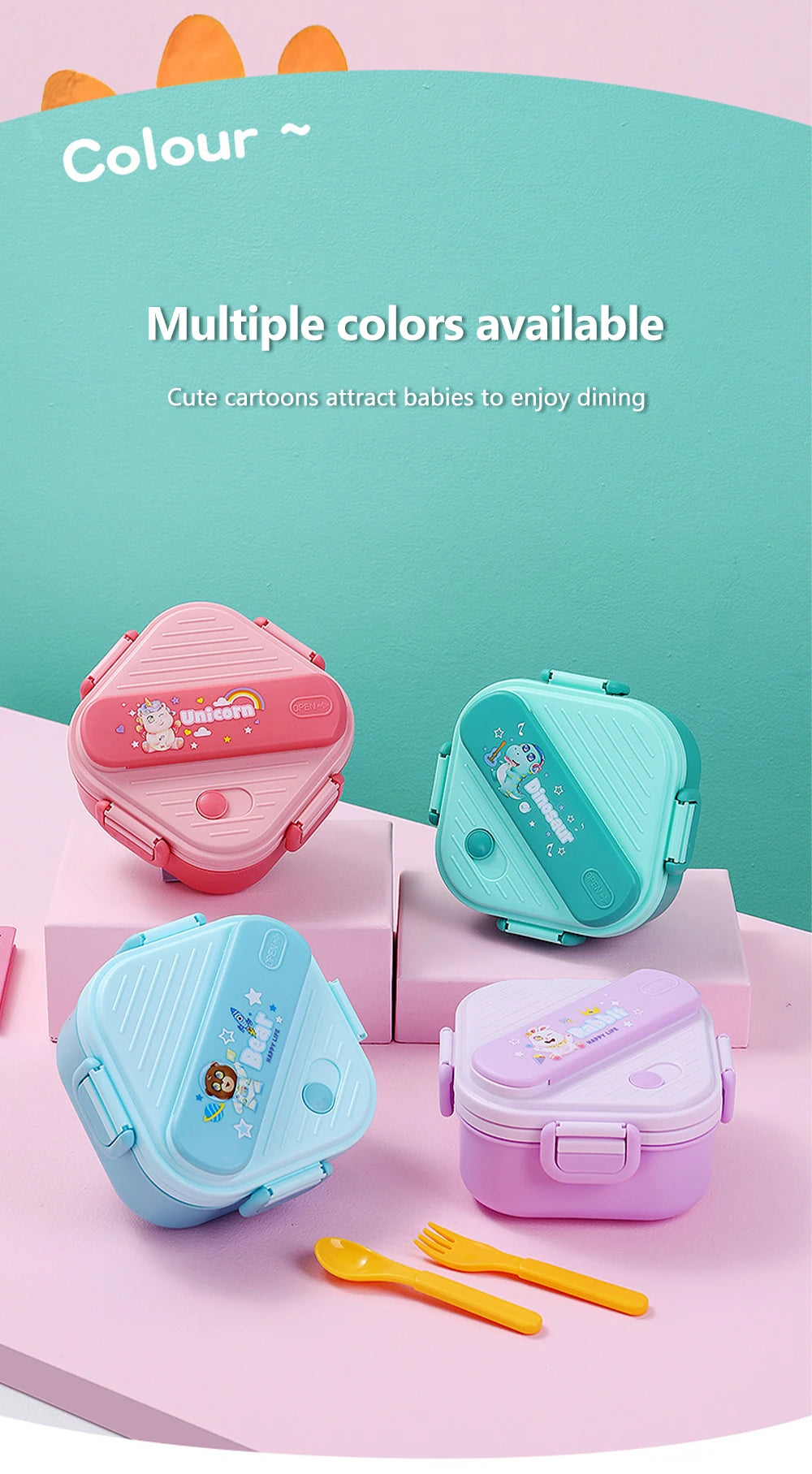 Grids Unicorn Lunch Box Children Students Sandwich Fruit