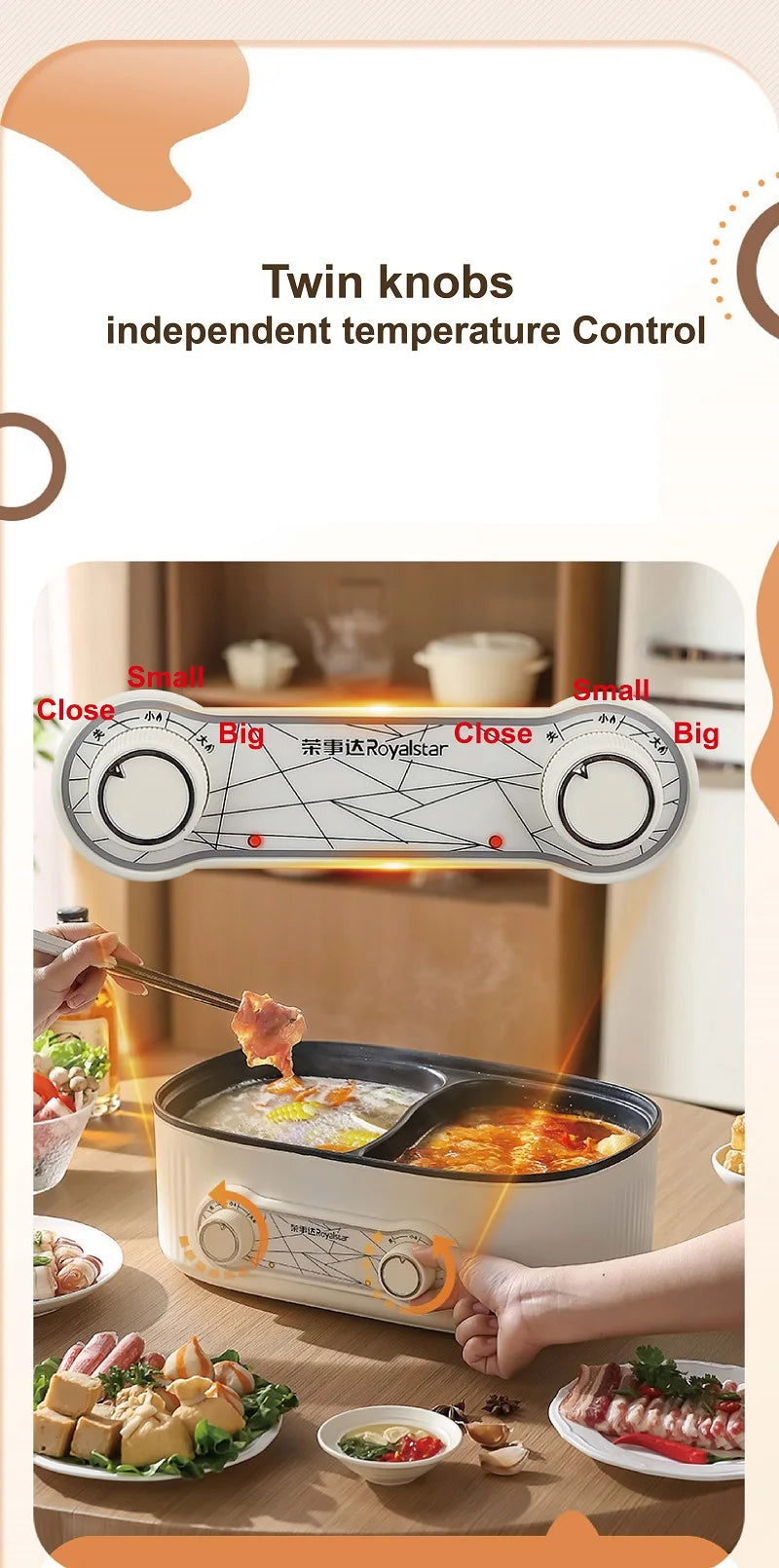 6l Double Liner Electric Pot Large Capacity Non-Stick