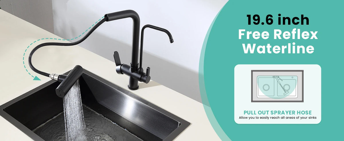 Way Pure Water Filter Faucets Black Pull Out