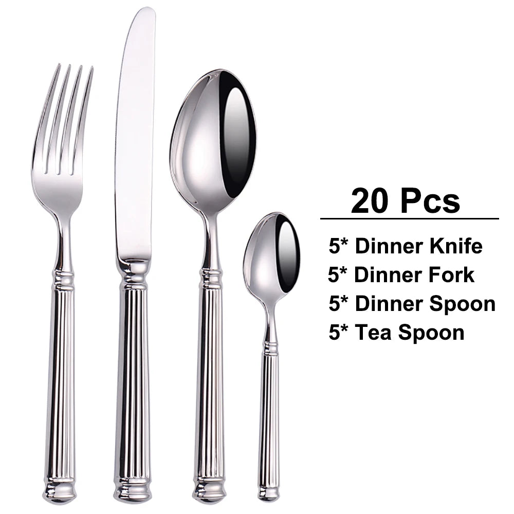 12/16/20 Pieces Sliver Tableware Stainless Steel Cutlery Elegant