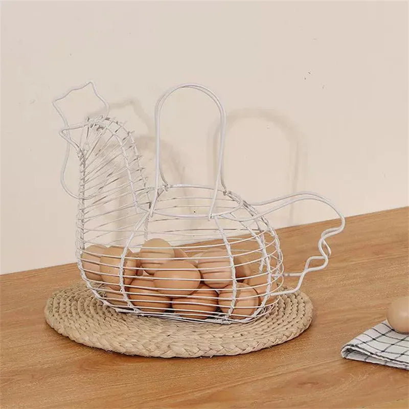 Homewares Chicken Shaped Eggs Collection Storage Iron Art