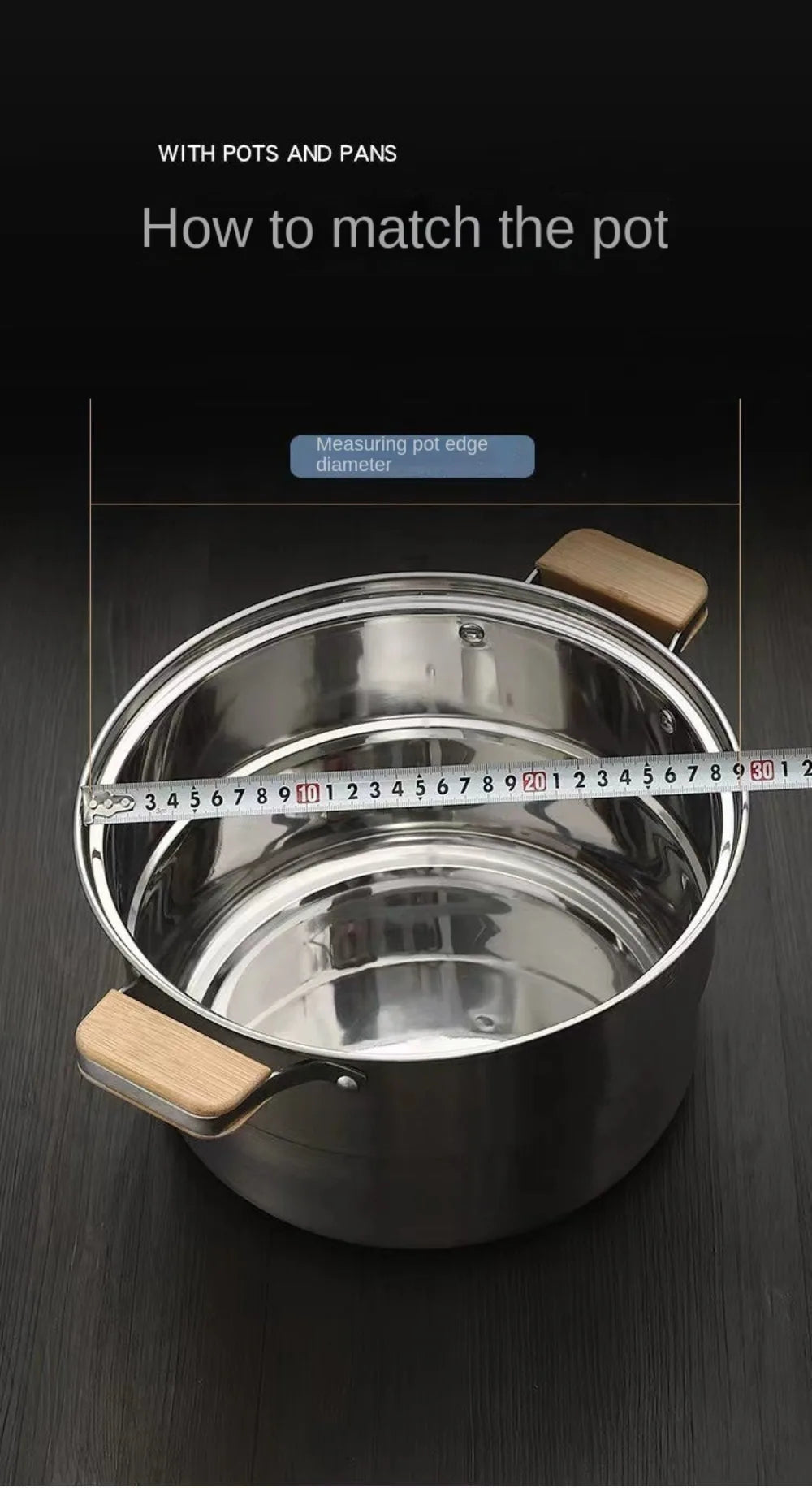 Durable Stainless Steel Steamer 16-34cm Compartment Steamed Rice