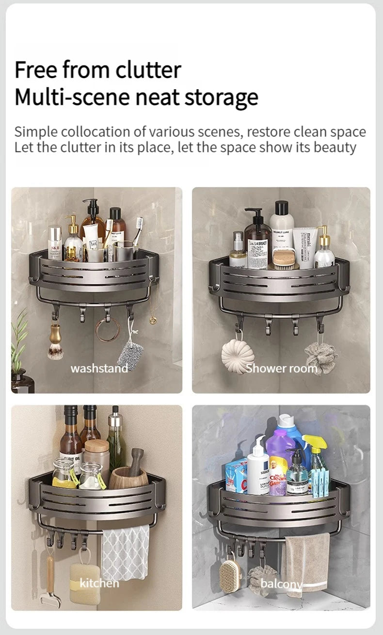 No Drill Sticker Walls Installation Aluminum Bathroom Shelf