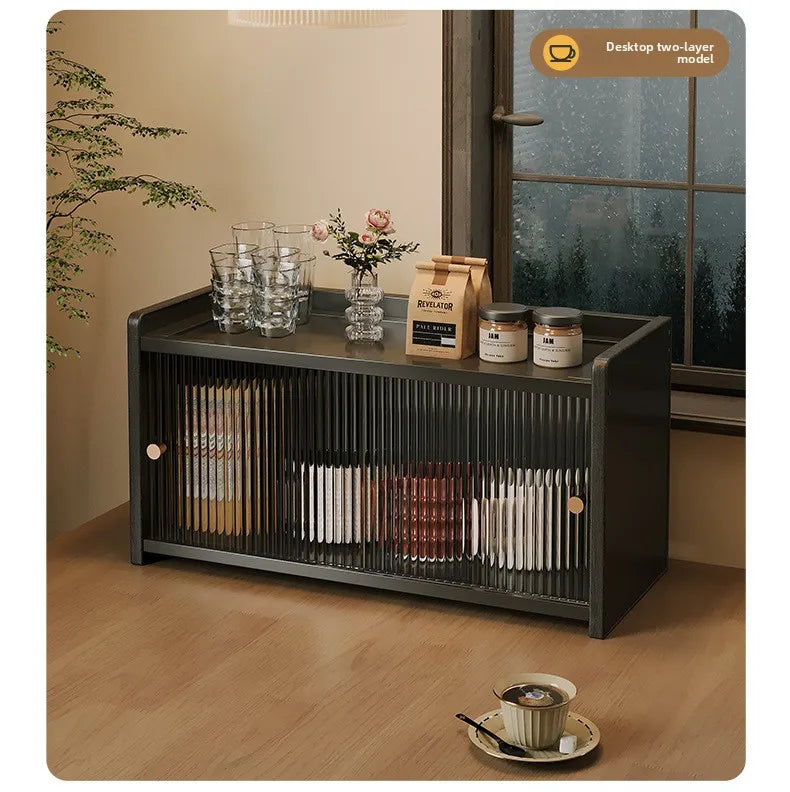 Desktop 2-Tier Countertop Storage Organizer Box Dustproof Fluted