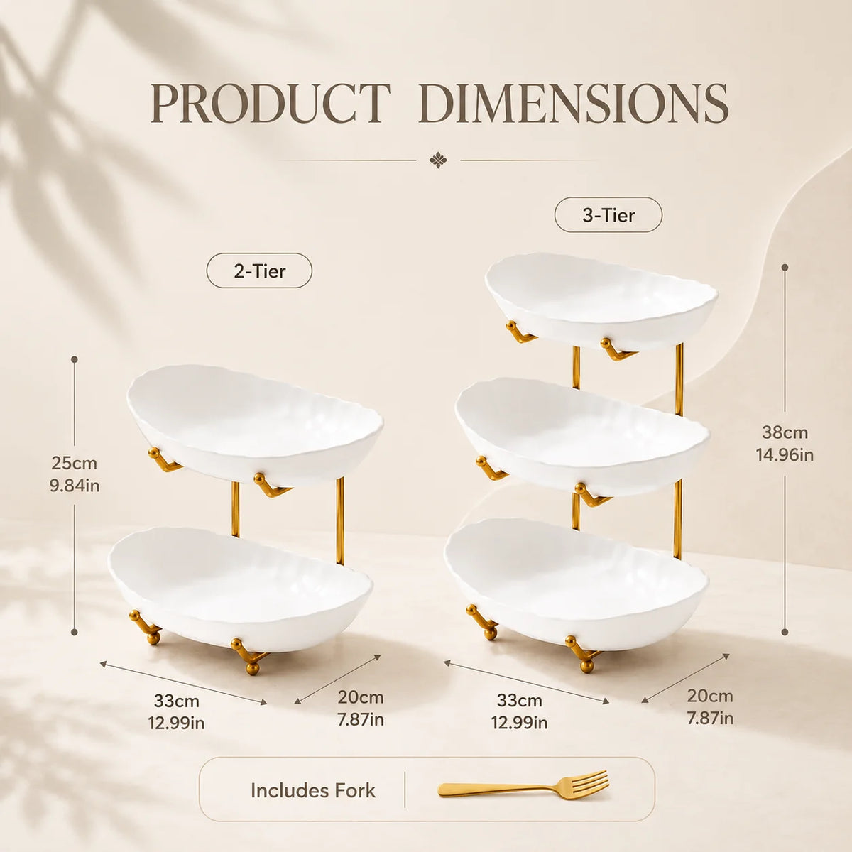 2/3-Tier Plastic Fruit Bowl Stand Metal Frame Large