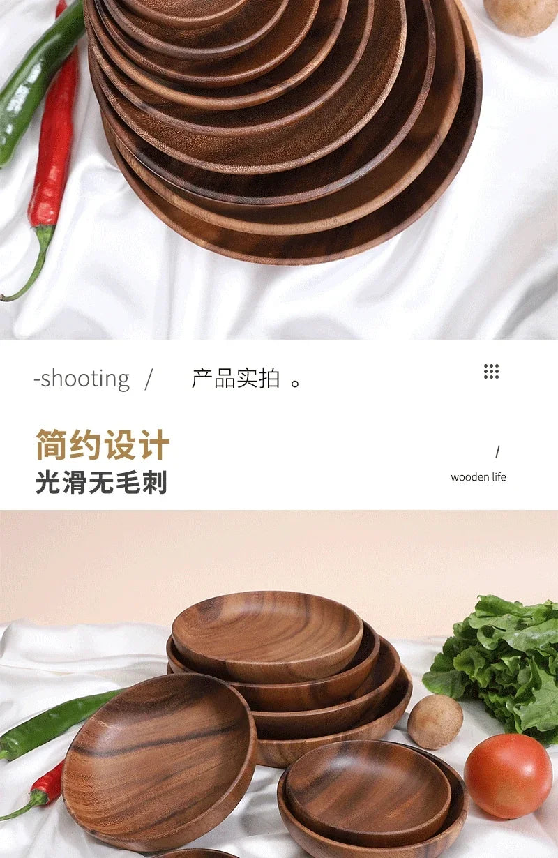Wood Round Fruit Dish Dim Sum Fruit Salad