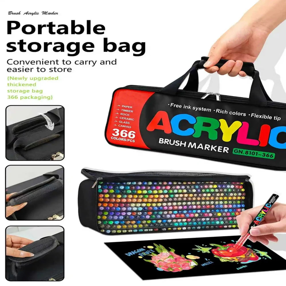 12-418 Colors Acrylic Paint Pen Markers Soft Brush