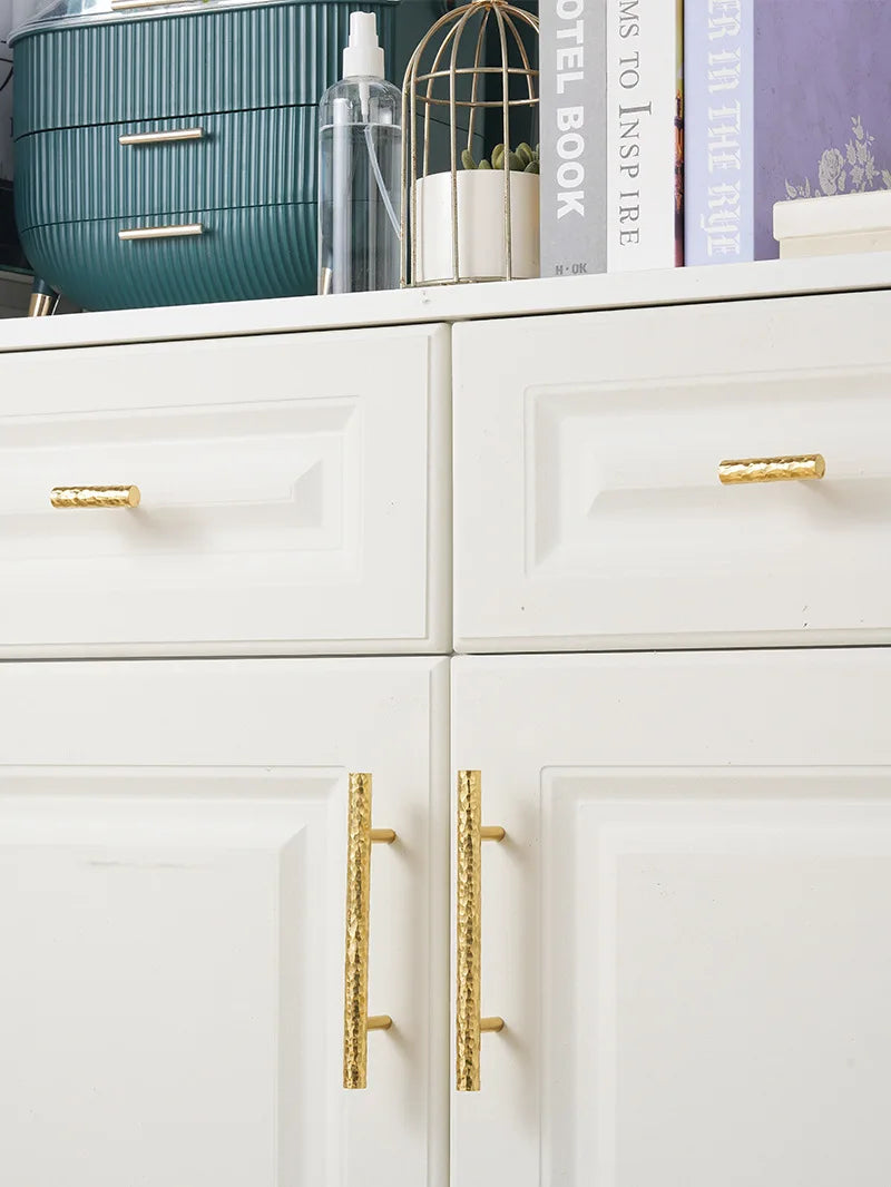 Solid Brass Wardrobe Handles Hammered Texture Handles Gold