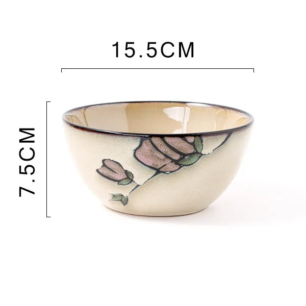 Ceramic Hand-Painted Flowers Creative Dish Plate Japanese