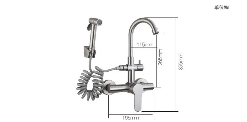 Black Sink Mixer 304 Sus Wall Mounted Foldable
