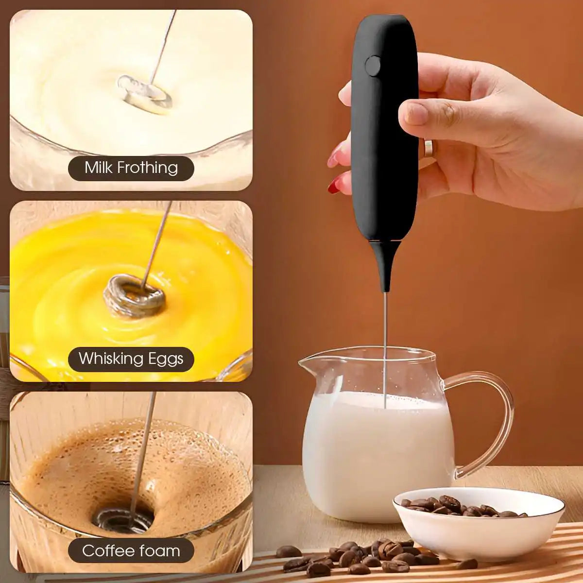 Electric Milk Frother Handheld Automatic Foam Maker Coffee