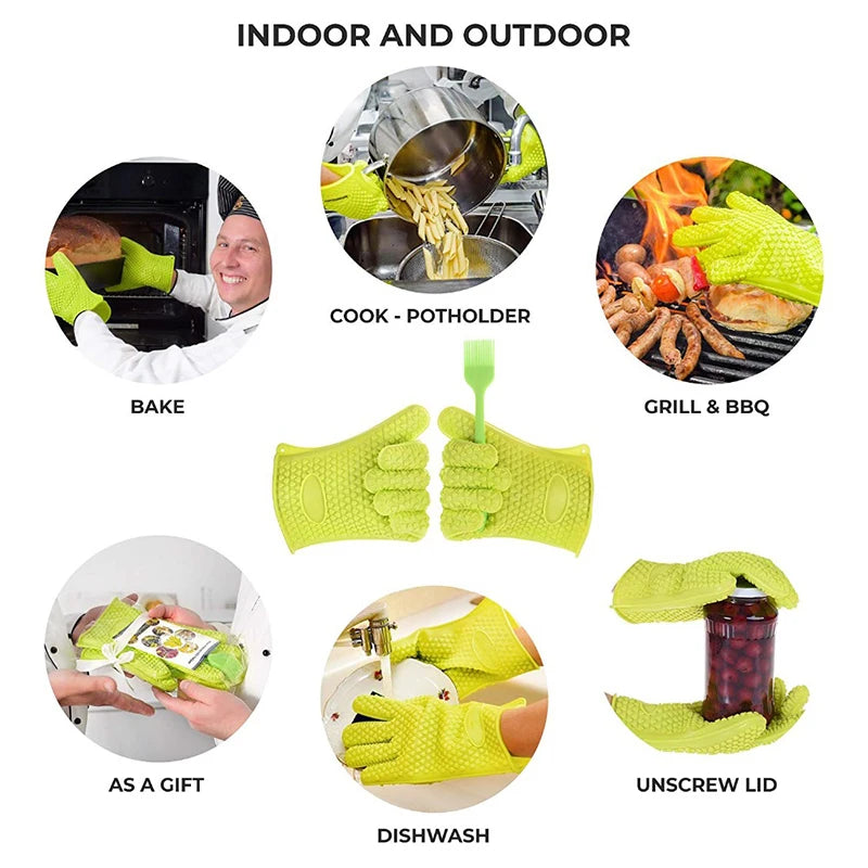 Baking Silicone Microwave Oven Gloves Bbq Grill Gloves