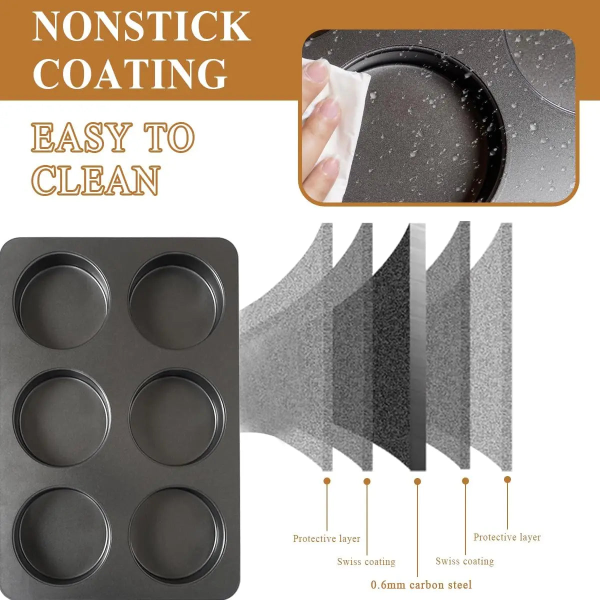 6-Cavity Mini Round Hamburger Baking Pan Sandwich Bread