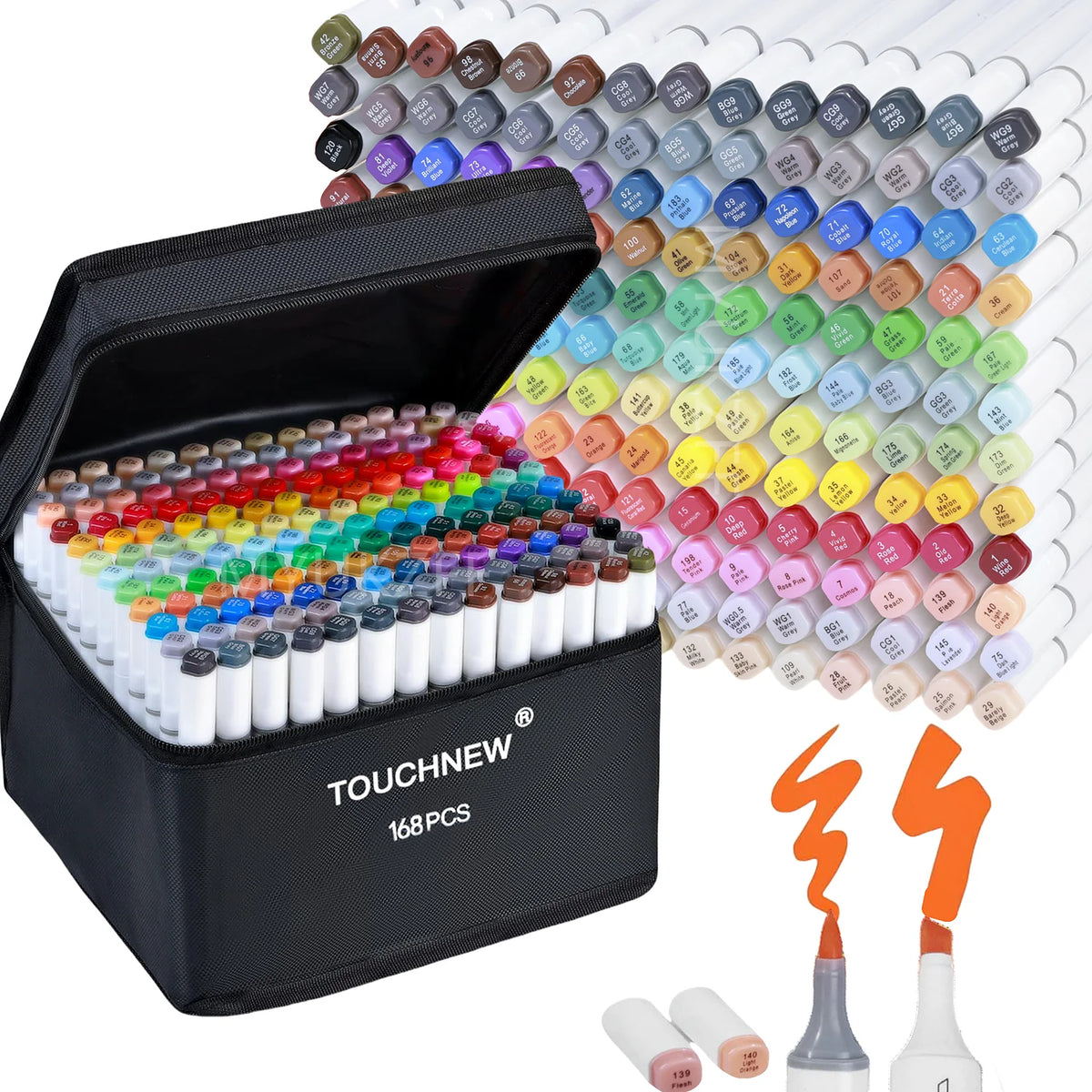 Touchnew Alcohol Markers Soft Brush Dual Tip Fine&Chisel