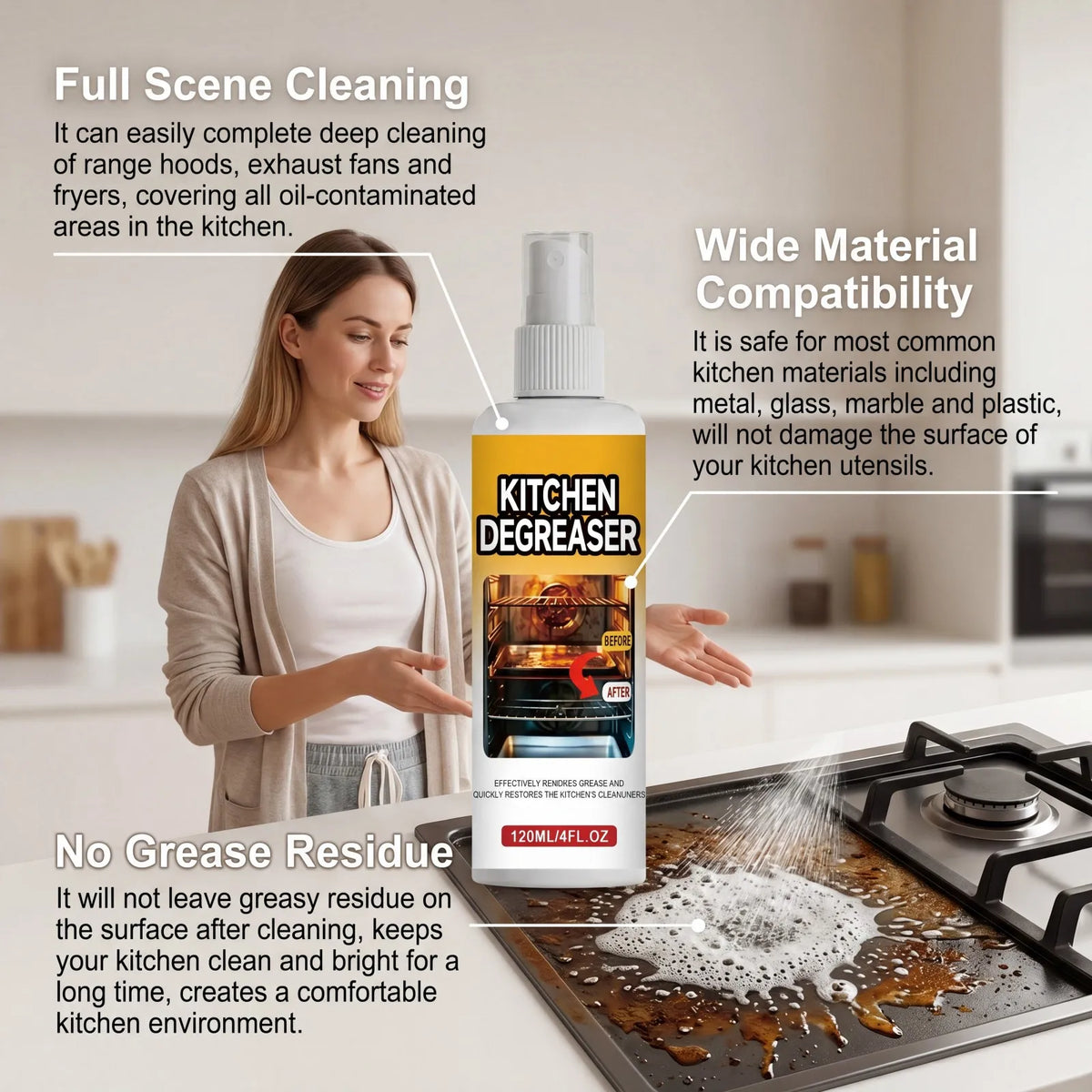 120ml Grease Degreaser Cleaner Effective Oil Stain Remover