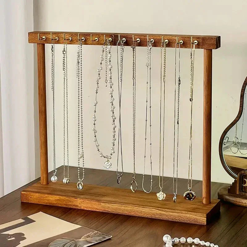 Jewelry Organizer Display Stand Solid Wood Necklace Hanging