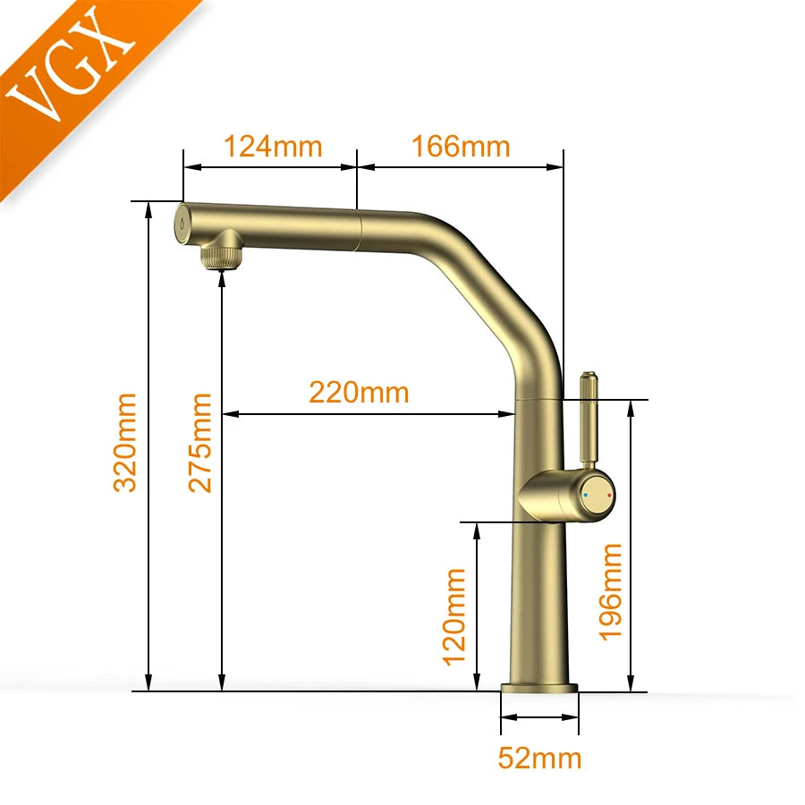 Vgx Gold Faucet Dual Spout Pure Drinking Water