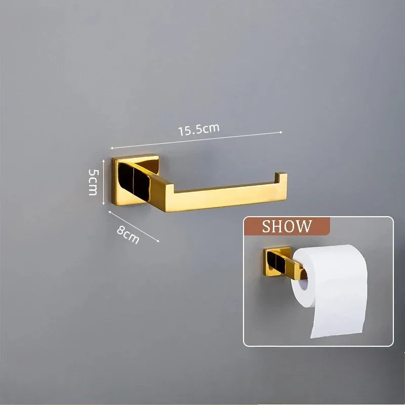 Polished Golden Bathroom Hardware Hook Towel Bar Toilet