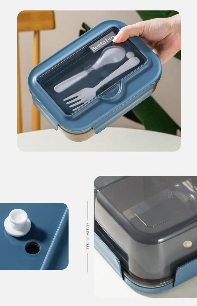 Lunch Box Tableware Office Workers Square Divided Microwave