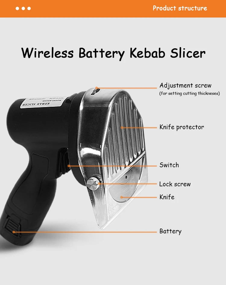Battery Kebab Slicer Cordless Shawarma Doner Knife Battery