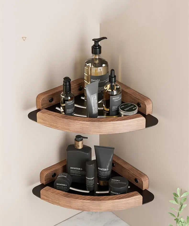 Walnut Wood Black Bathroom Hardware Bathroom Towel Rack