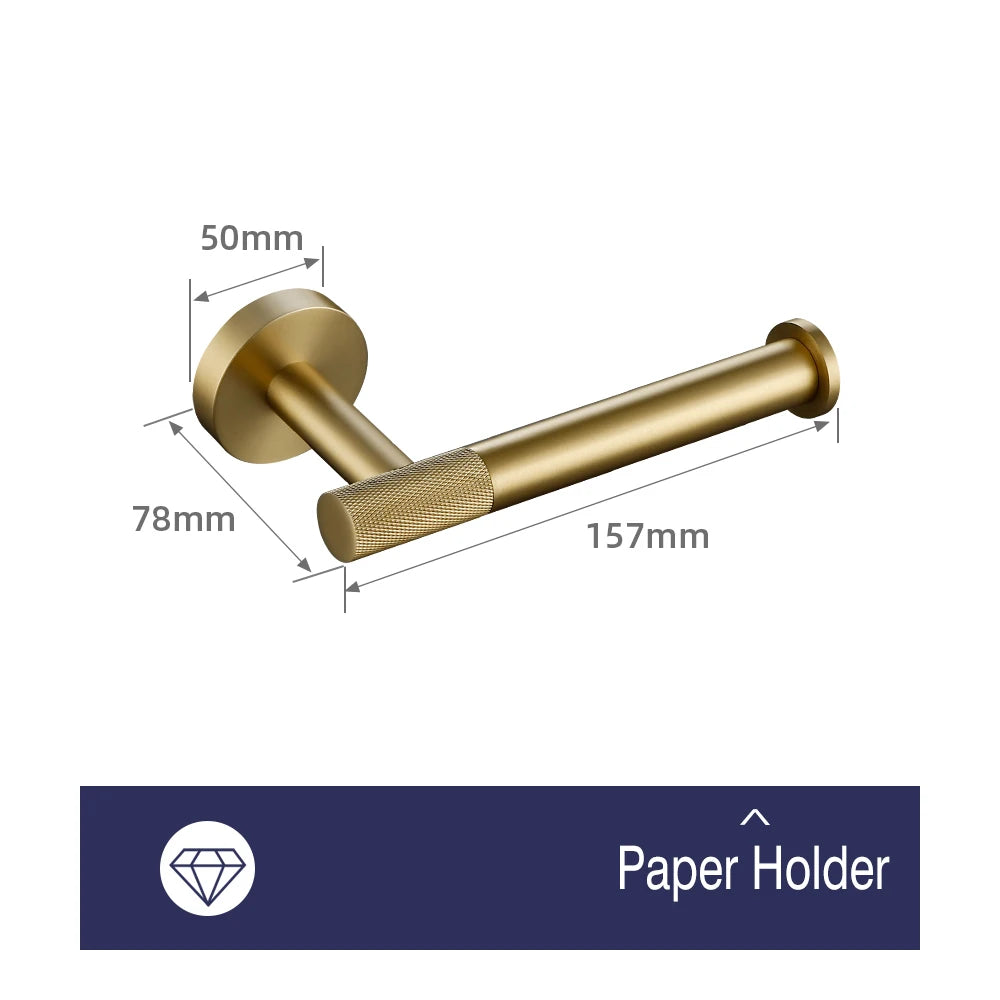 Brushed Gold Towel Rack Knurled Towel Bar Robe