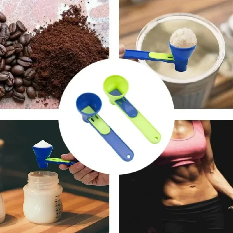 4/1pcs Creative Protein Powder Sliding Spoon Funnel Spoons