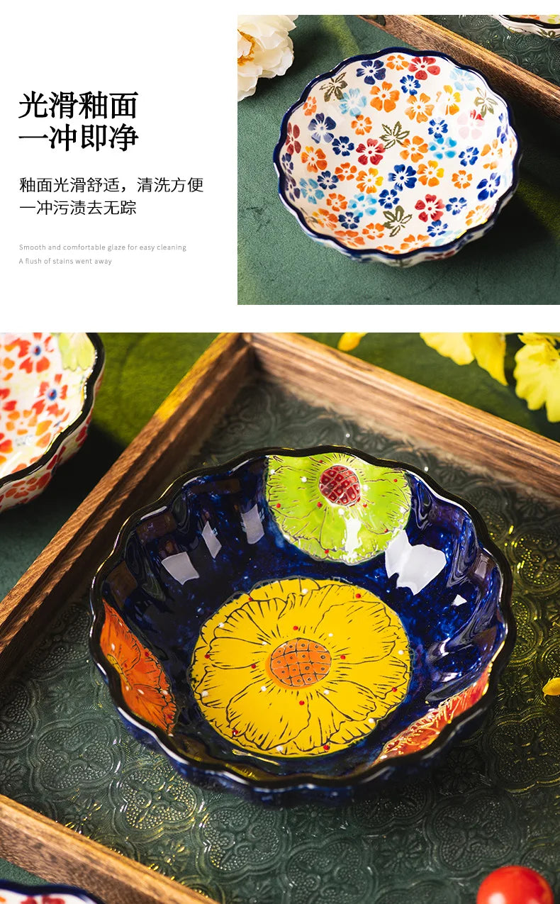 Ceramic Fruit Dessert Salad Bowl Plate Creative Retro