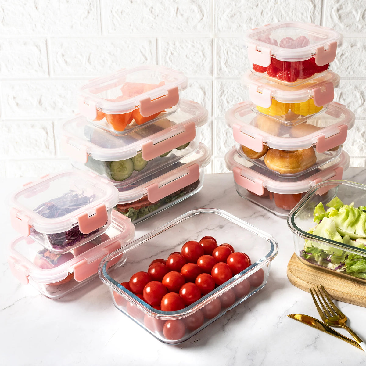 16-Piece Glass Food Storage Containers Leakproof Airtight