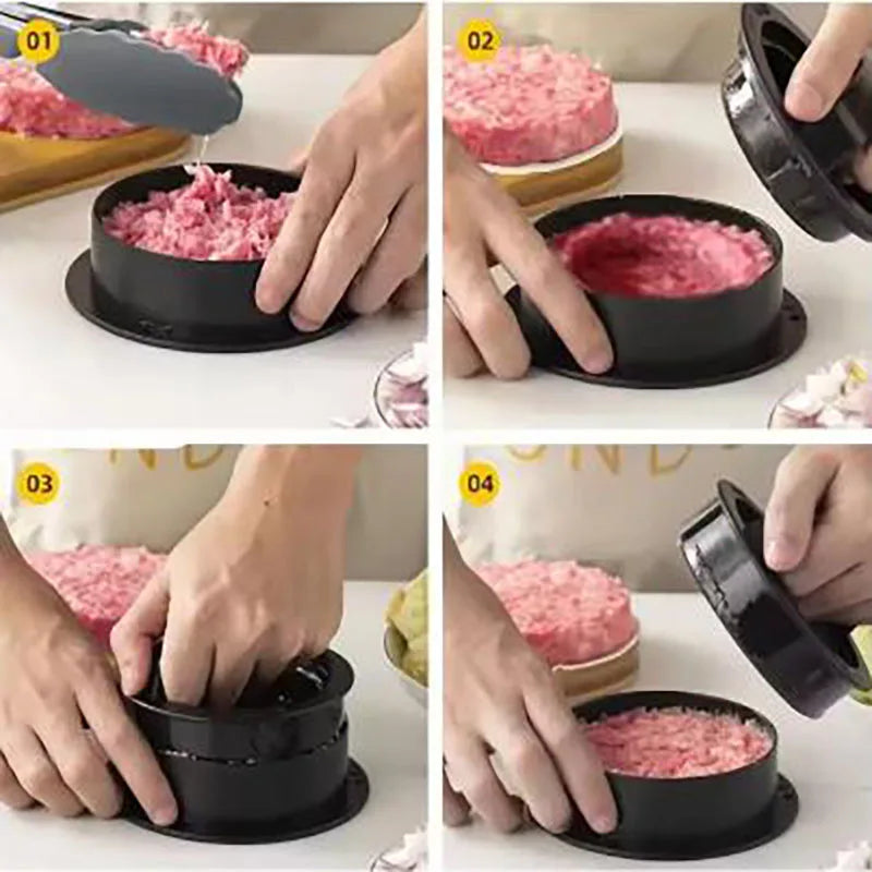 3in1 Round Hamburger Burger Press Beef Grill Food-Grade