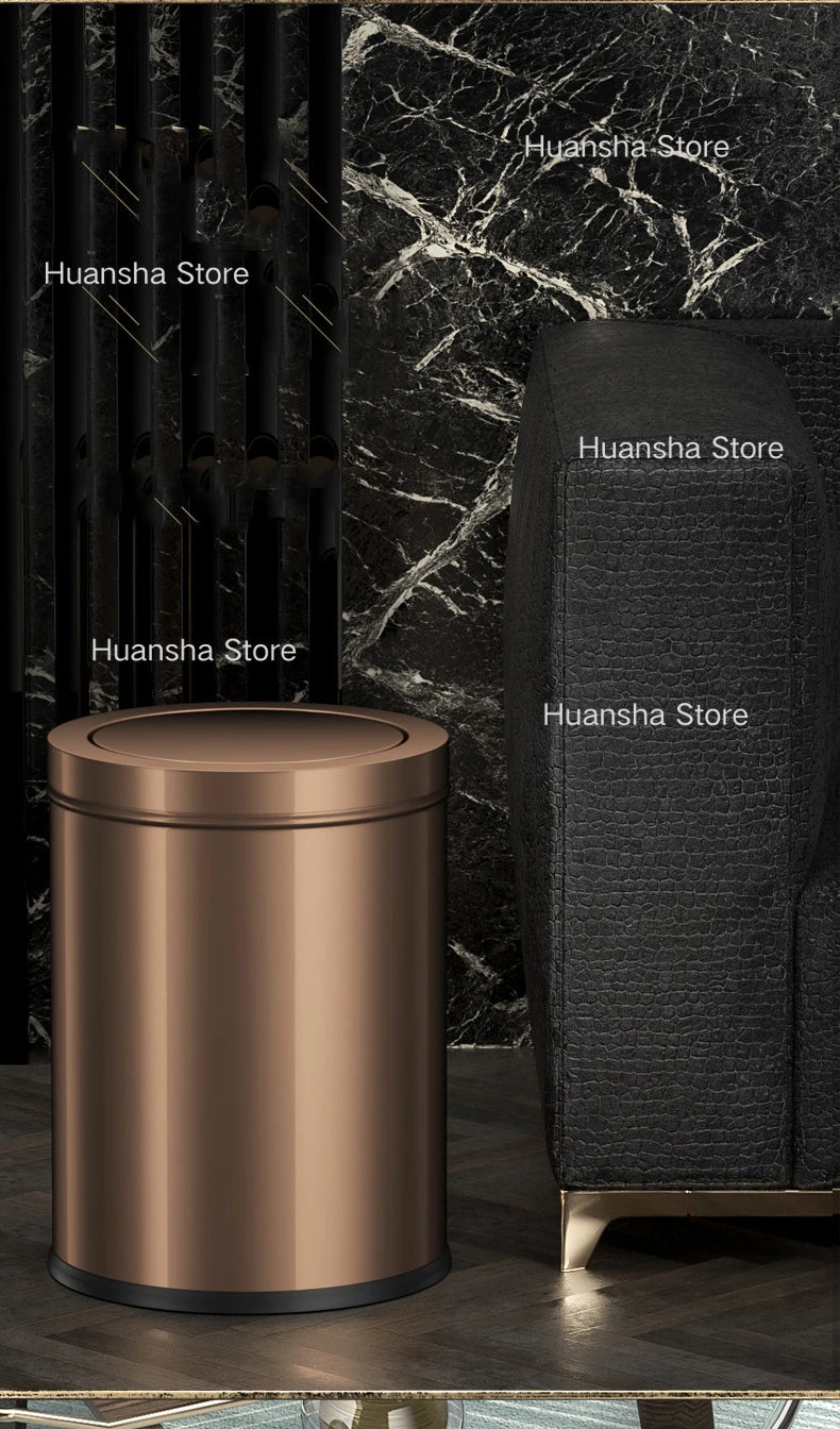 Stainless Steel Trash Can Gold Bathroom Bedroom Recycle
