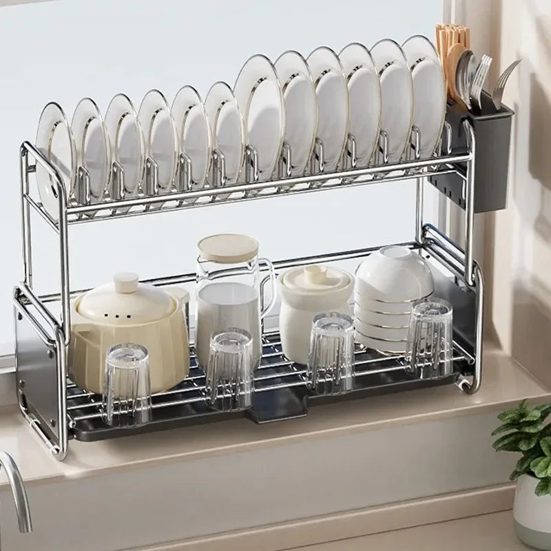 Dish Drying Rack Bowl Dishes Organize Shelf Narrow