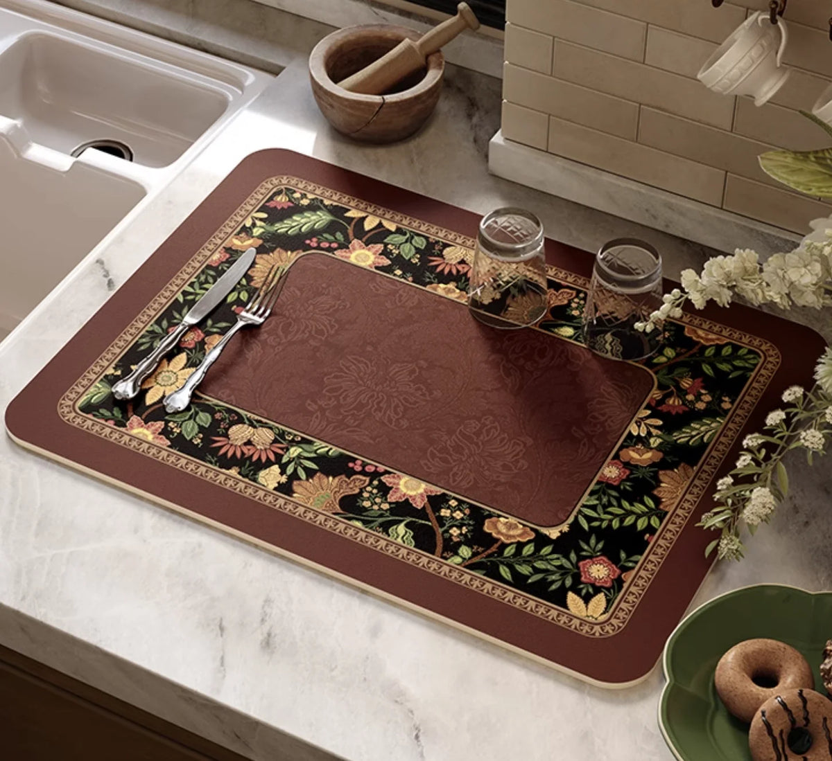 Dish Drying Mat Super Absorbent Counter Draining Mat
