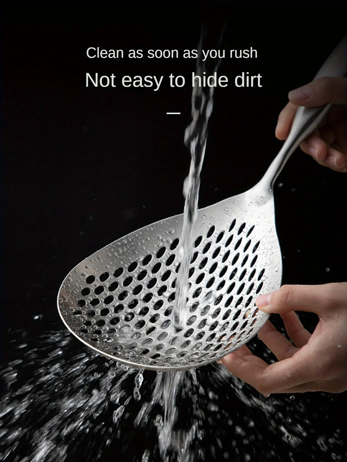 1pc Large Durable Stainless Steel Colander Skimmer Spoon