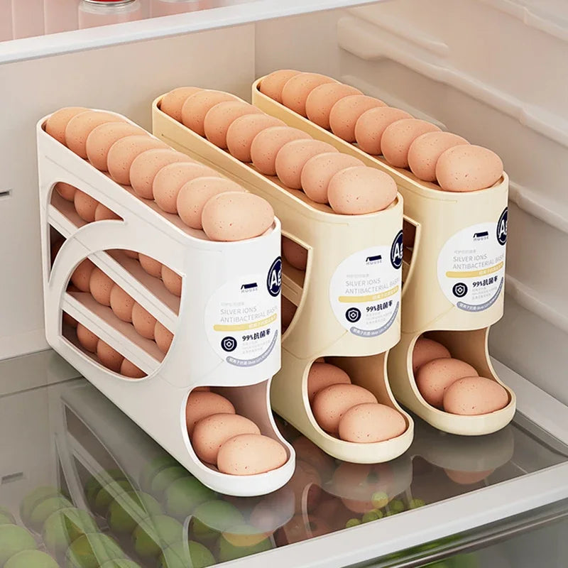 Automatic Rolling Tier Egg Holder Dispenser Refrigerator Egg