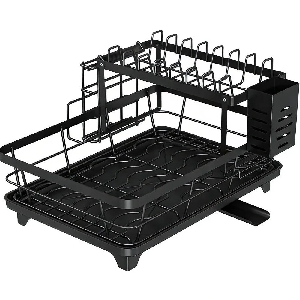 Countertop Dish Drying Rack Adjustable Plate Organizer Drainboard