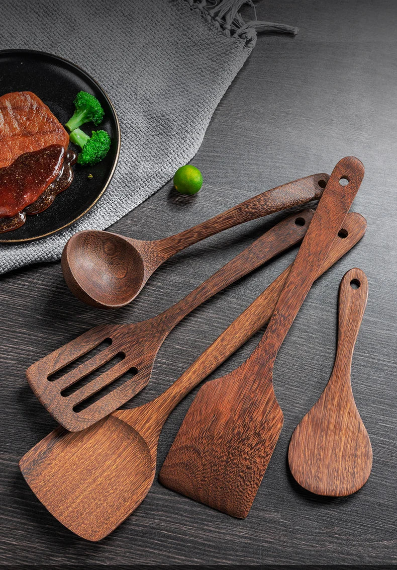 Utensils Non-Stick Cookware Wooden Handle Soup Spoon Spatula