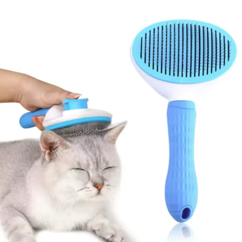 Automatic One-Click Pet Hair Removal Comb Slicker Brush